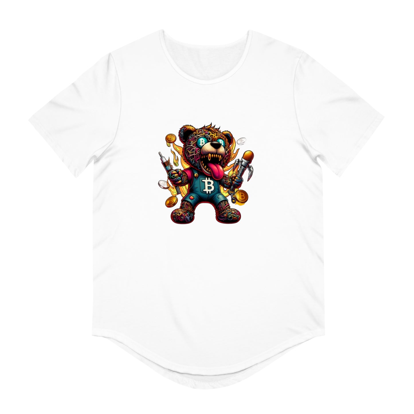 Men's Graphic Curved Hem Tee – Fun Bear for Creative Men