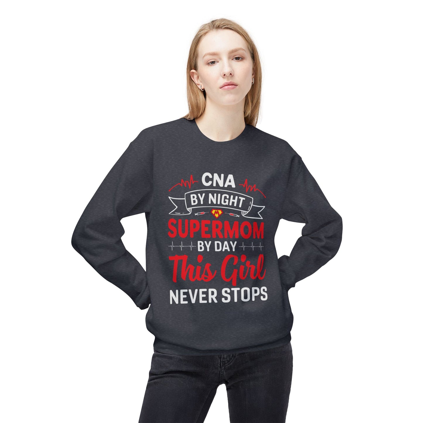 Women's Fleece Sweatshirt – Supermom Nurse Graphic for Proud Moms