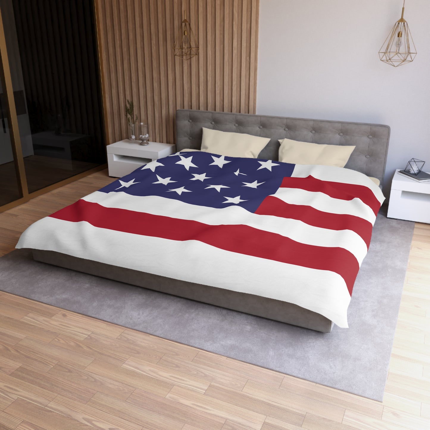 Patriotic Microfiber Duvet Cover - American Flag Design for Home Decor