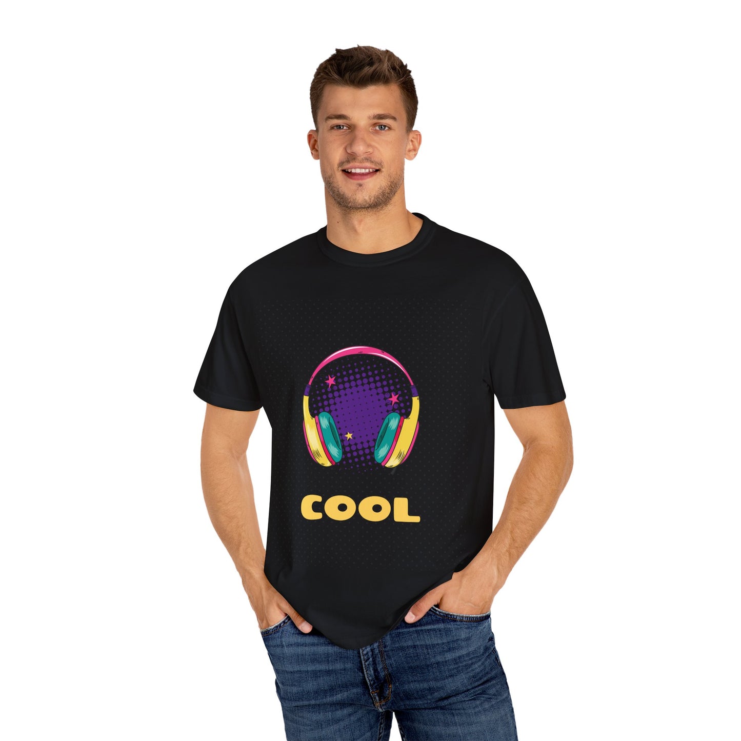 Cool Vibes Unisex Garment-Dyed T-Shirt with Headphones Graphic