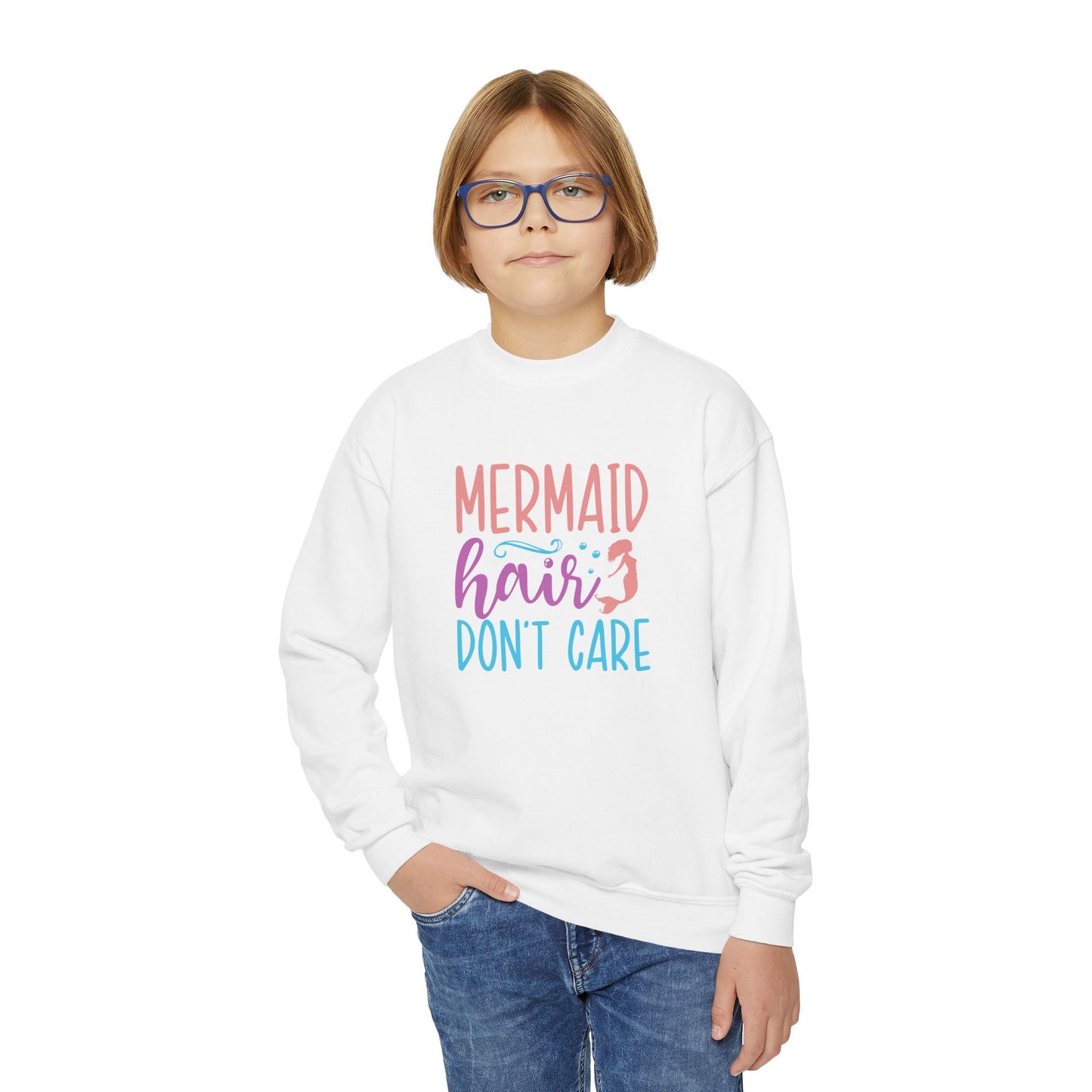 Youth Sweatshirt For Girls Mermaid Hair Don't Care
