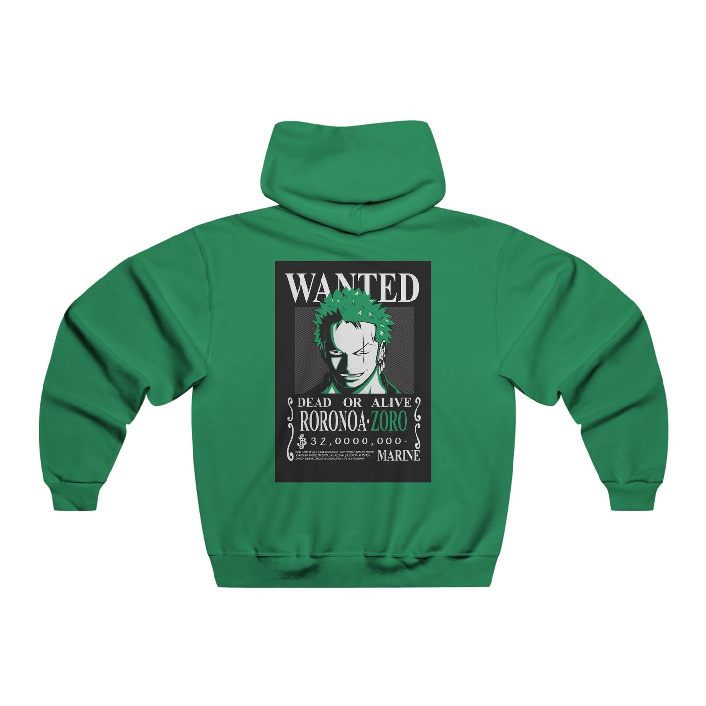 Men's Wanted Zoro Hooded Sweatshirt Cool Green Graphic Pullover