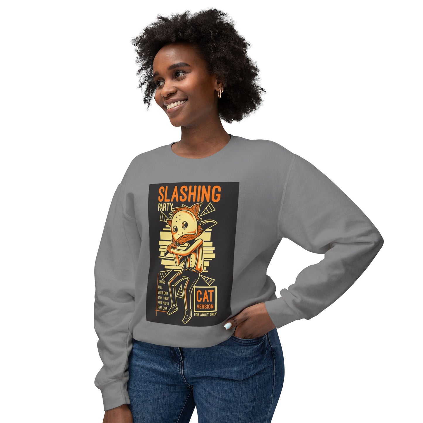 Unisex Slashing Party Cat Sweatshirt - Fun Graphic for Cat Lovers