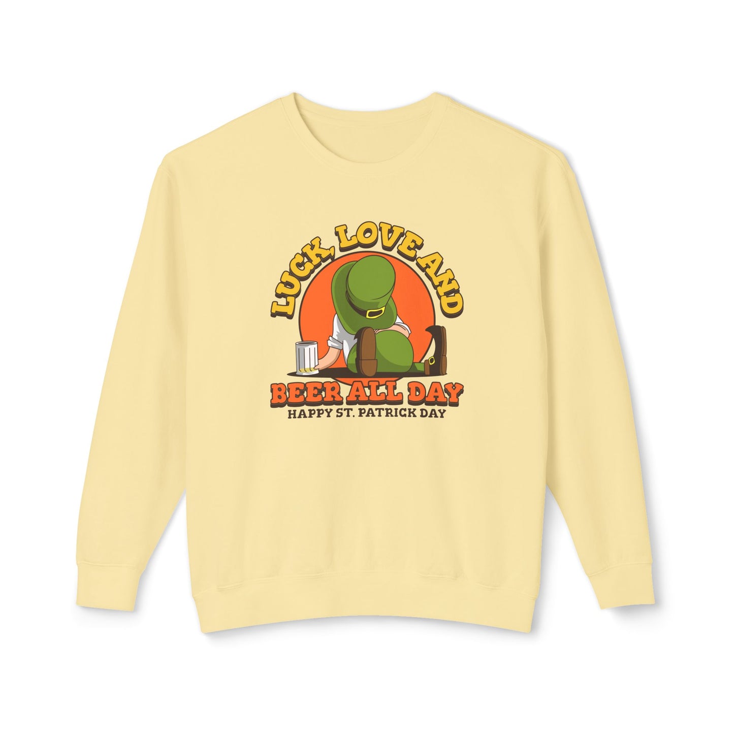 St. Patrick's Day Men's Sweatshirt - 'Luck, Love, and Beer All Day'
