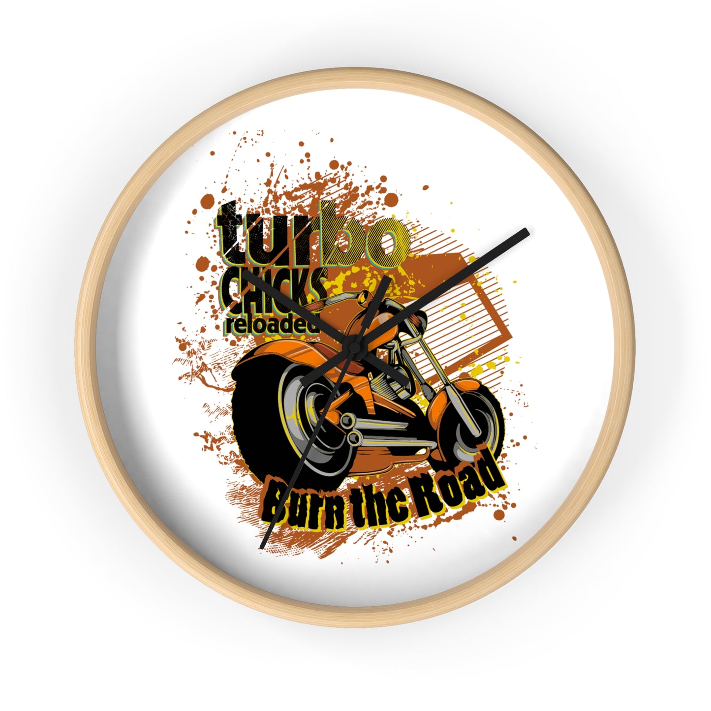 Turbo Bikes Wall Clock - Burn the Road Decor for Motorcycle Enthusiasts