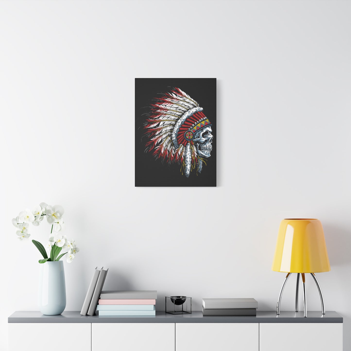Tribal Skull Canvas Art - Bold Native American Decor