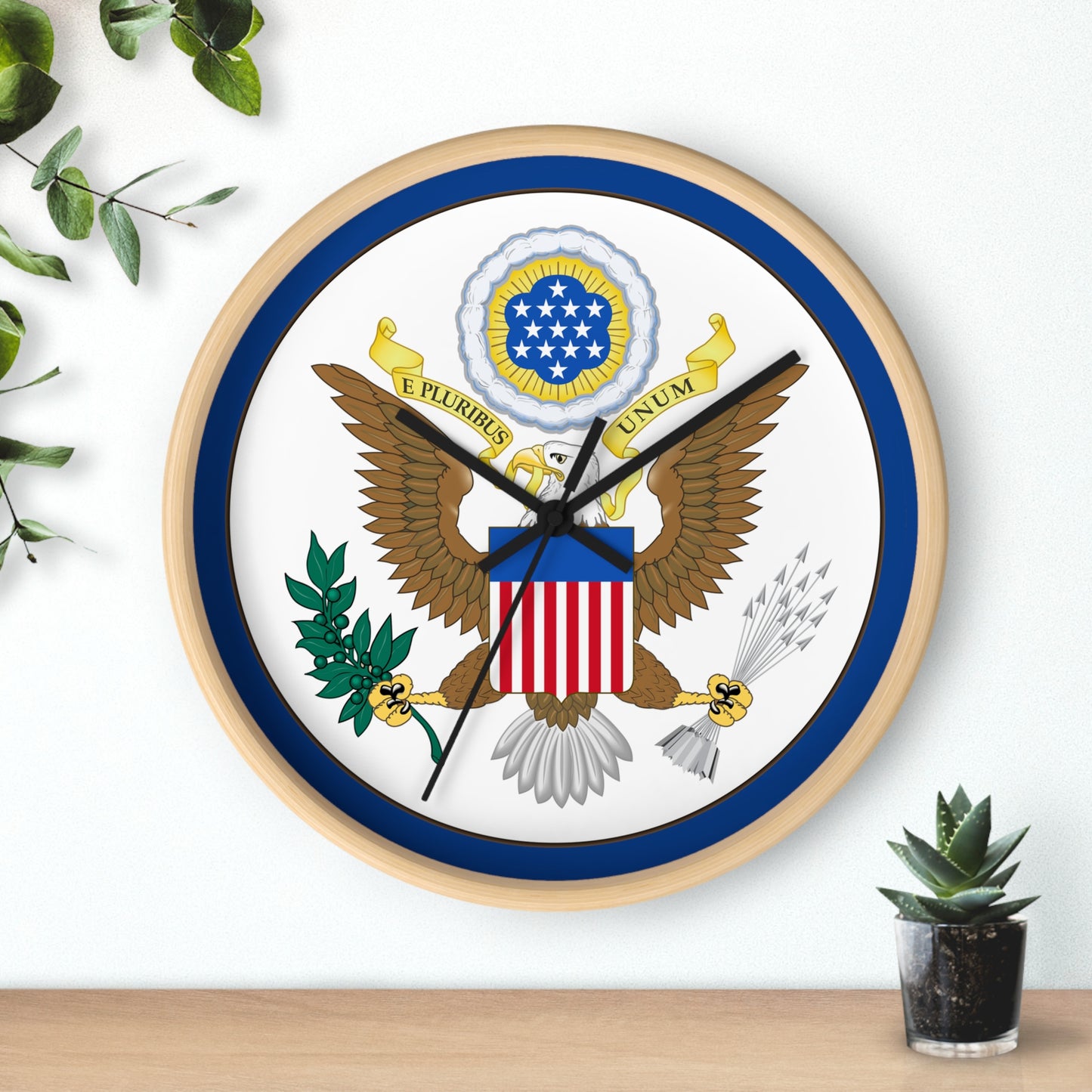 Patriotic Wall Clock with Eagle Seal - Home Decor for Veterans and Patriot