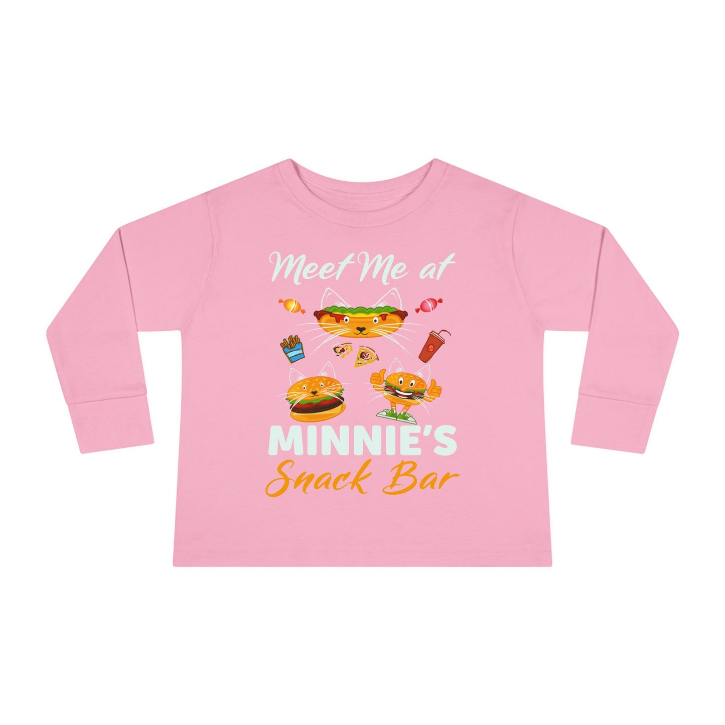 Toddler Long Sleeve Tee - "Meet Me at Minnie's Snack Bar" Cute Cat Design