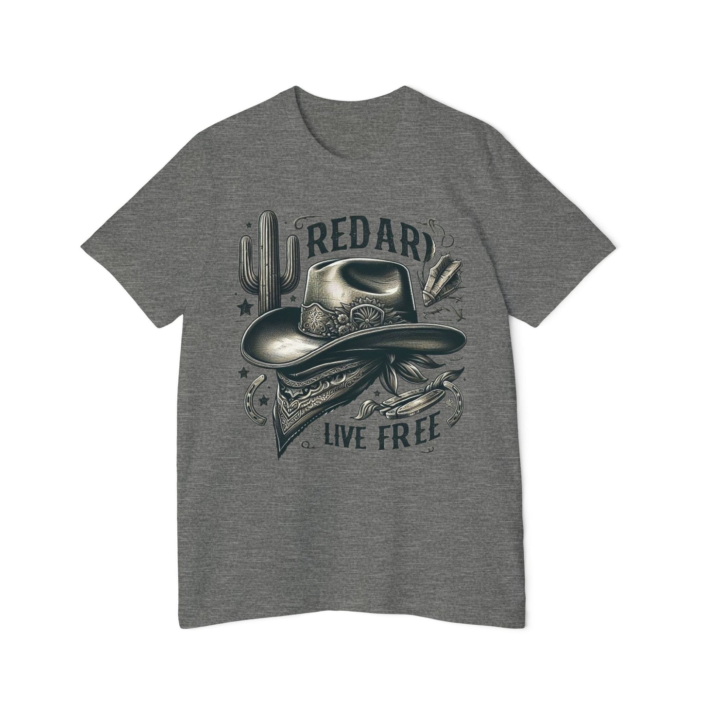 Live Free Cowboy T-Shirt – USA-Made Tee for Cowboy Lovers