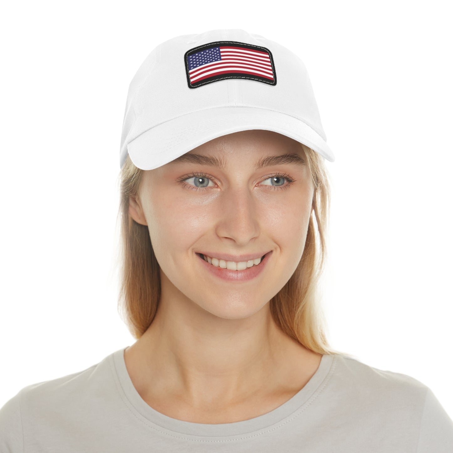 Patriotic Dad Hat with American Flag Leather Patch