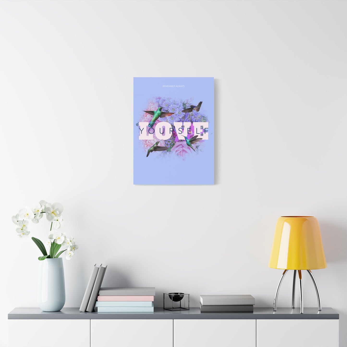 Inspirational Canvas Art - "Love Yourself" Floral Print