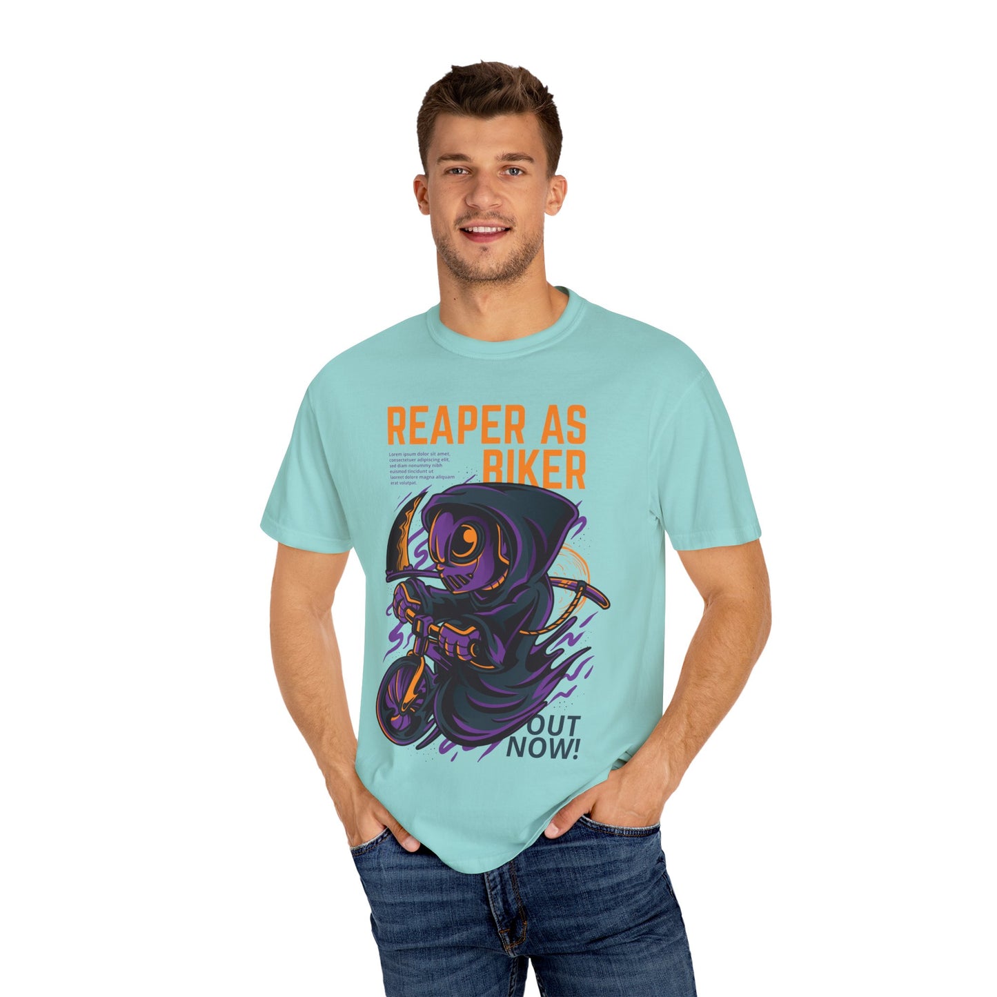 Reaper as Biker Men T-Shirt - Cool Graphic Tee for Bikers and Goth Enthusiasts