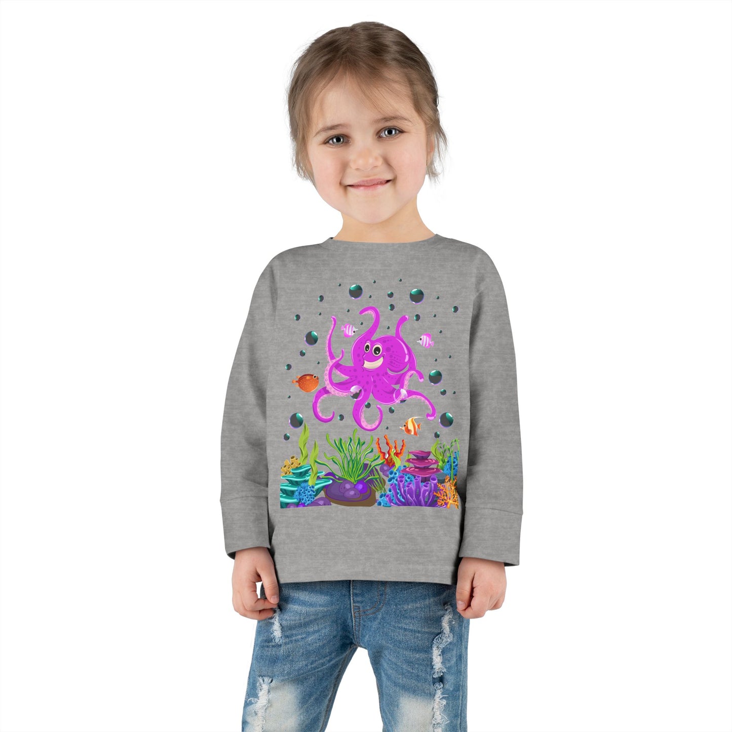 Toddler Long Sleeve Tee Colorful Jellyfish Fun Under the Sea Shirt for Kids