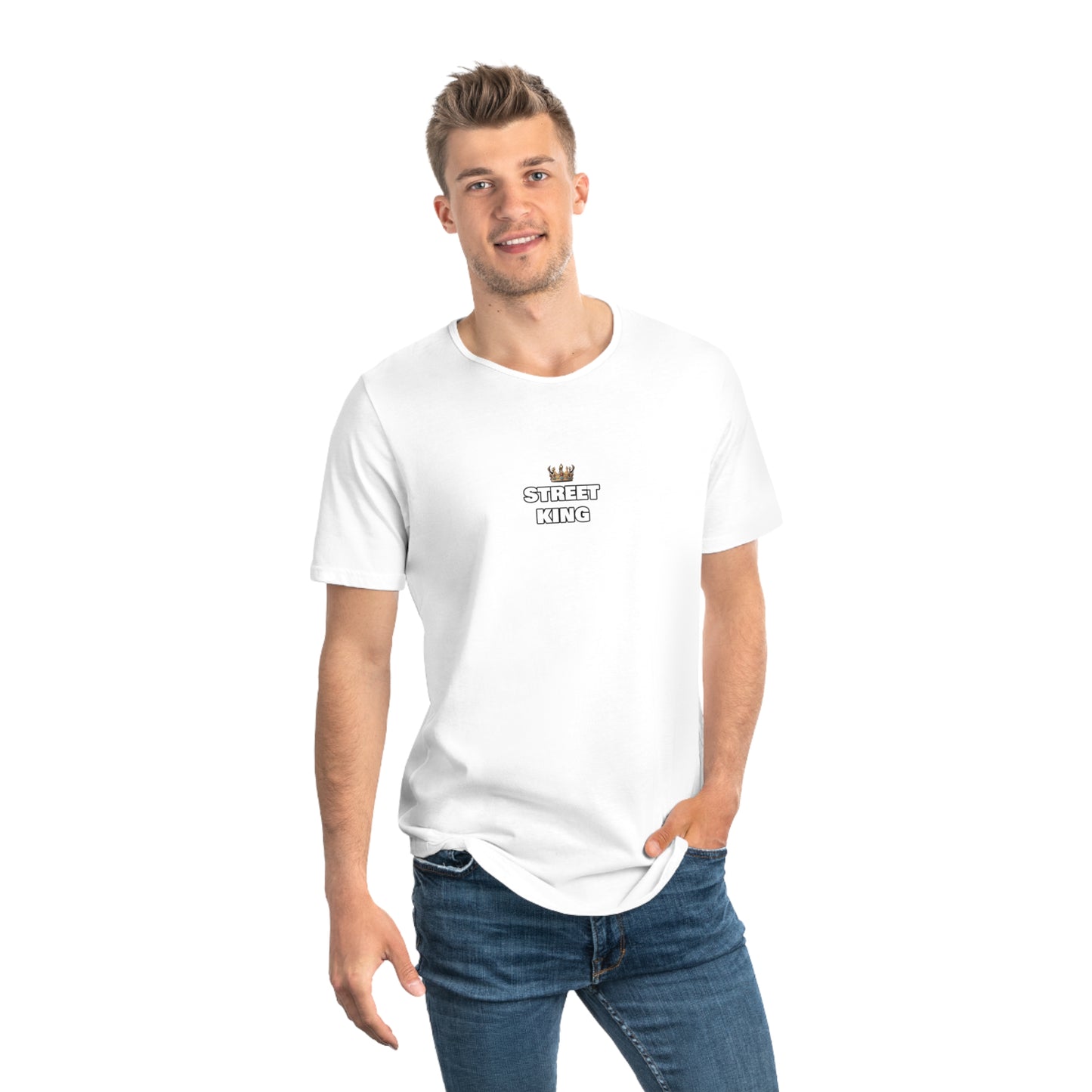 Street King Men's Curved Hem Tee - Bold Lion Graphic T-Shirt for Urban Style