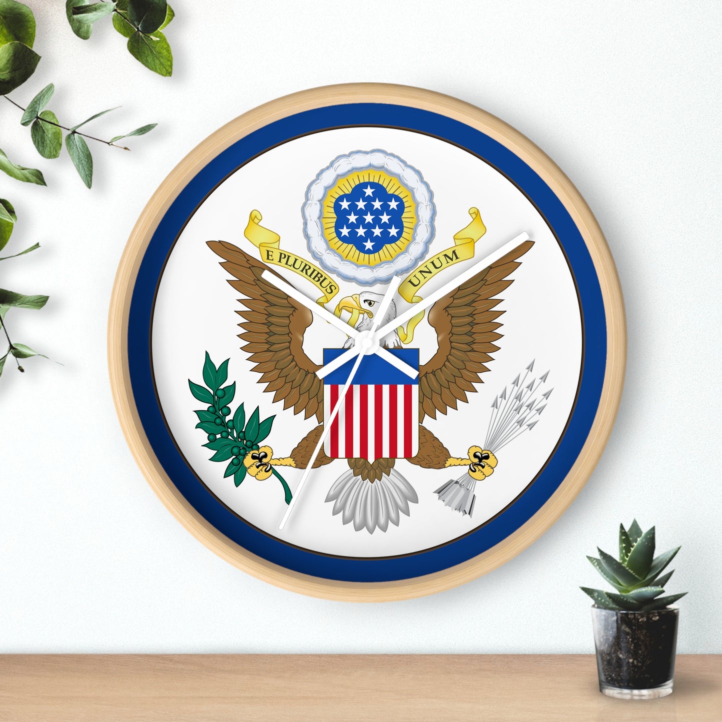 Patriotic Wall Clock with Eagle Seal - Home Decor for Veterans and Patriot