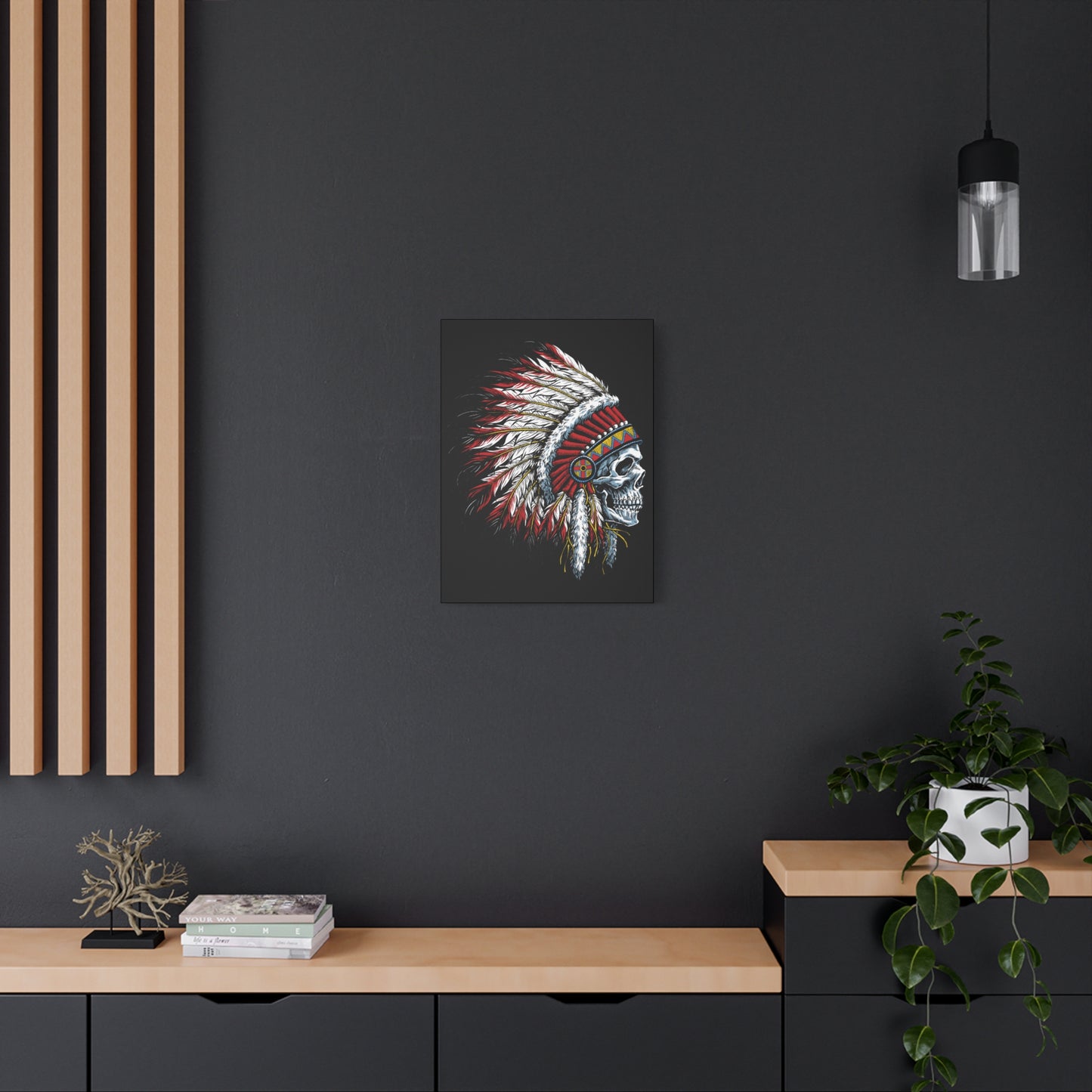 Tribal Skull Canvas Art - Bold Native American Decor