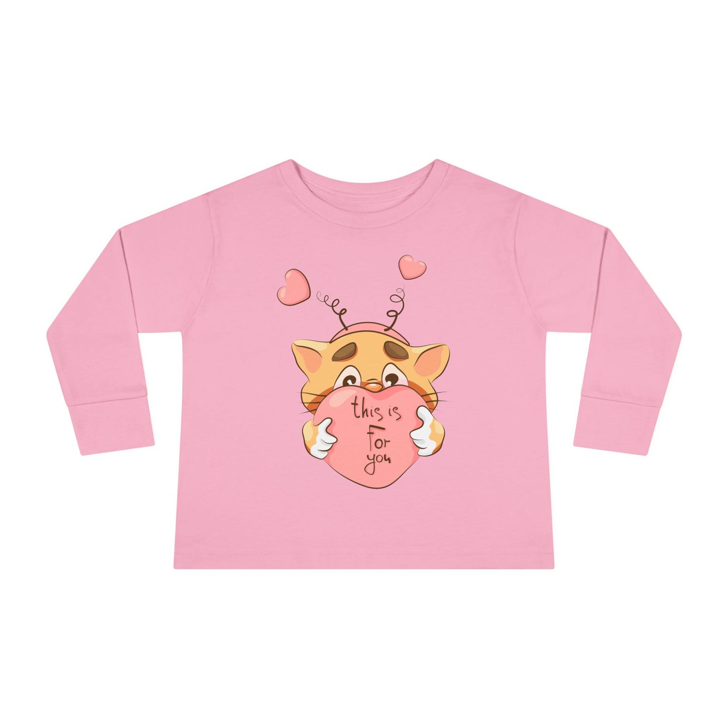 Adorable Toddler Long Sleeve Tee - 'This Is For You' Cute Cat Design