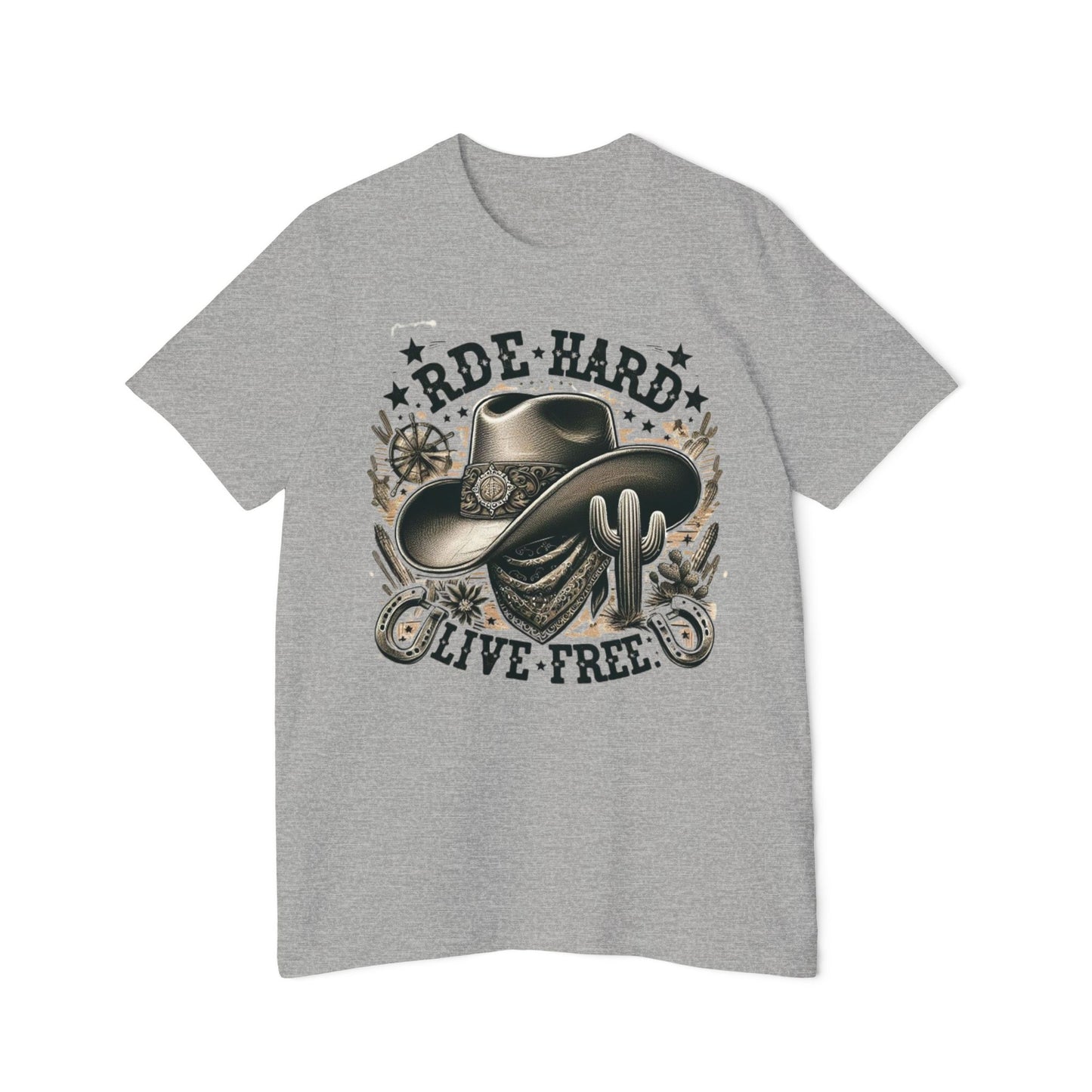 Rustic Cowboy Core Men's Tee – Ride Hard Live Free Shirt for Adventurers