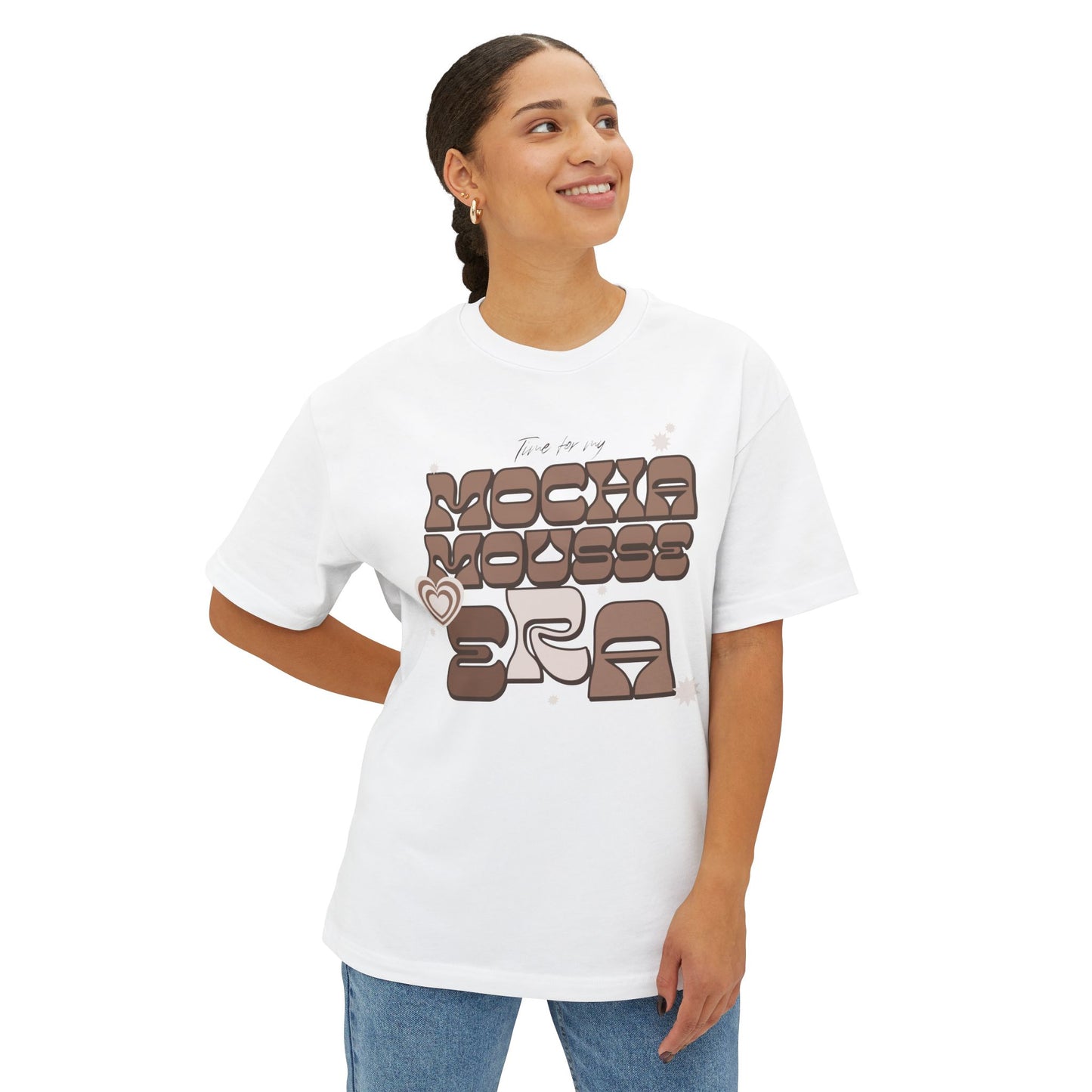 Mocha Mouse Era Women's Oversized Tee – Trendy and Comfortable Streetwear