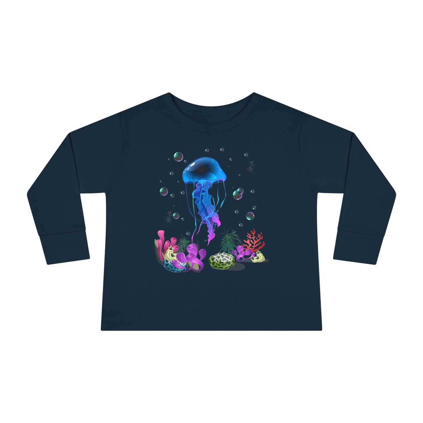 Toddler Long Sleeve Tee Colorful Jellyfish Fun Under the Sea Shirt for Kids