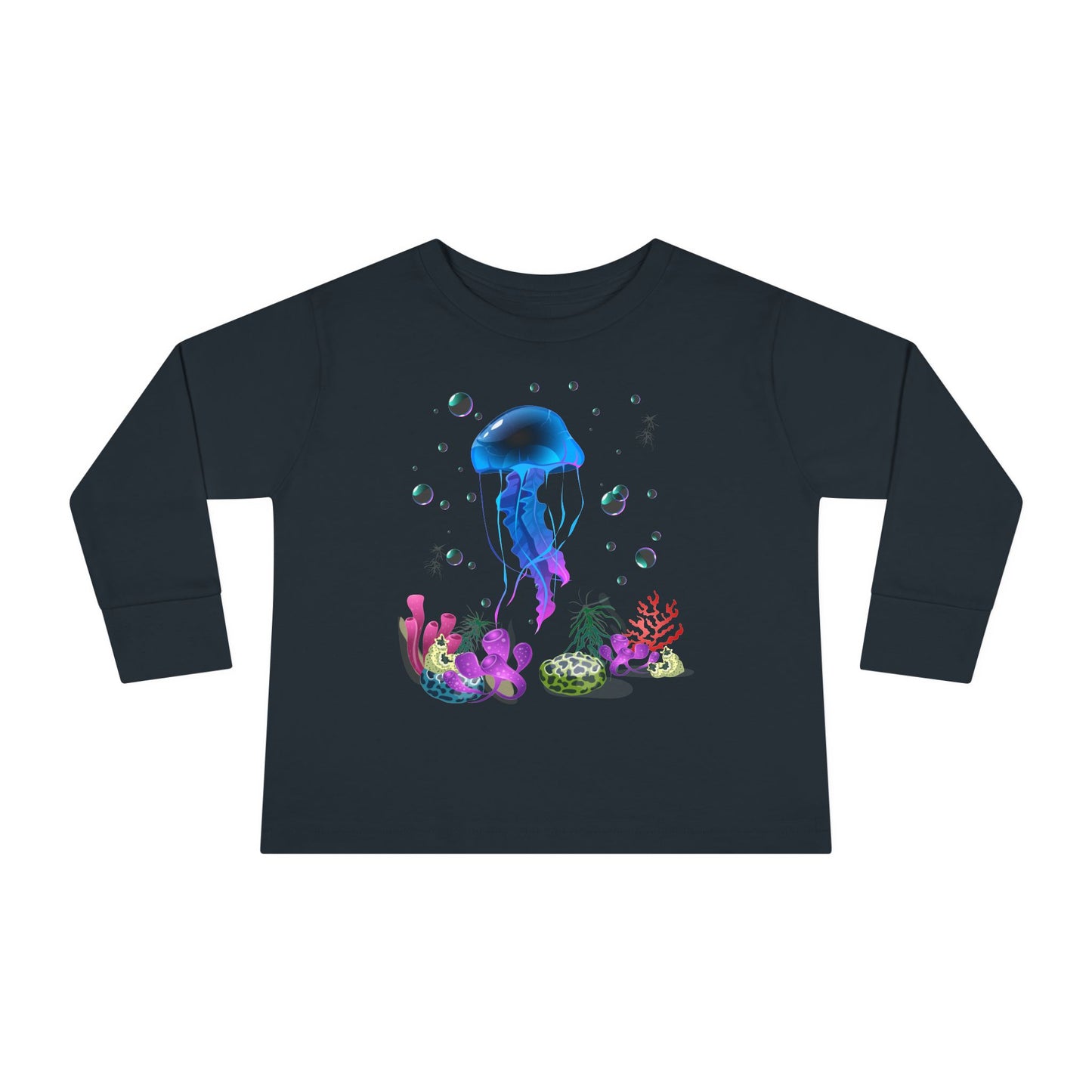 Toddler Long Sleeve Tee Colorful Jellyfish Fun Under the Sea Shirt for Kids