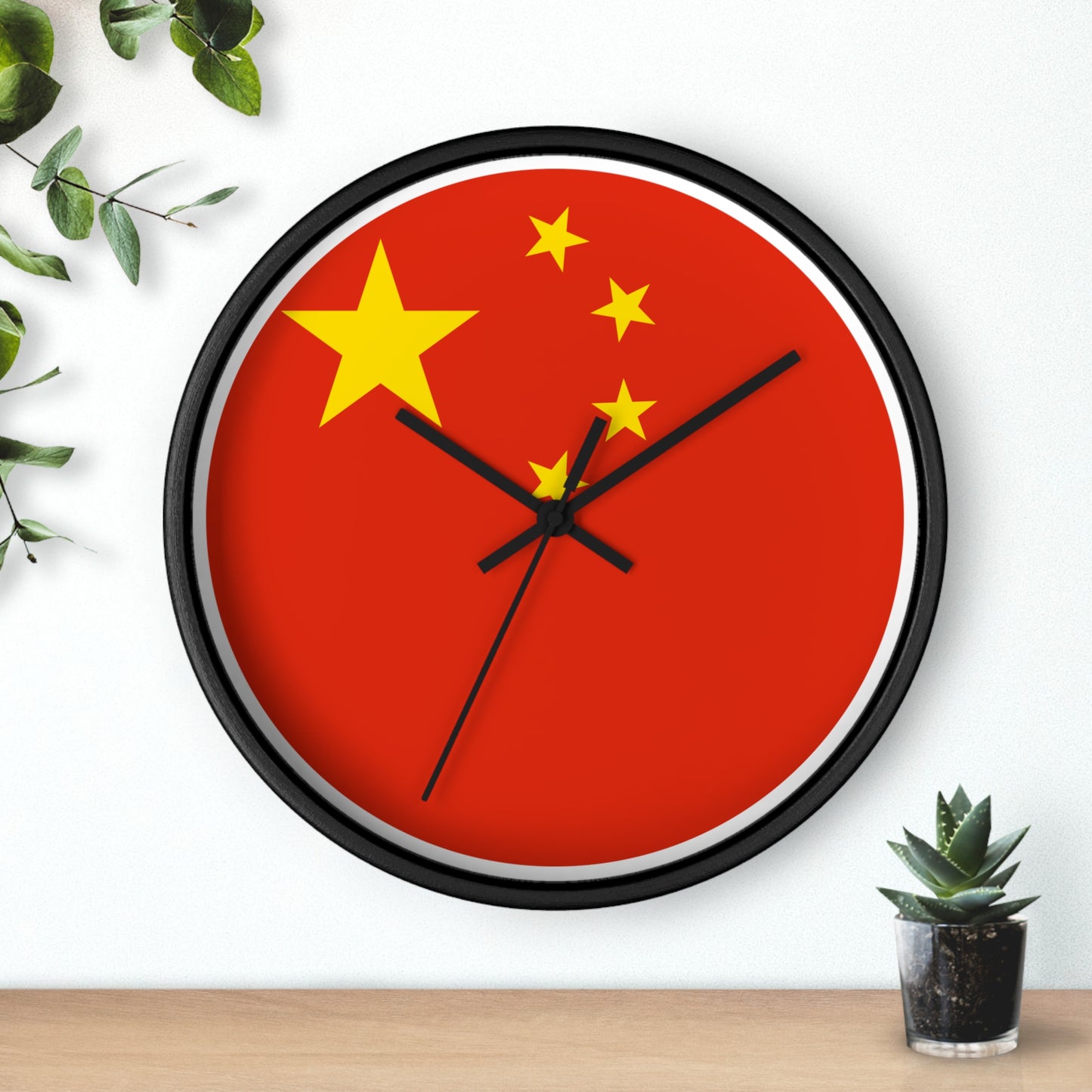 Chinese Flag Wall Clock - Vibrant Red & Yellow Home Decor