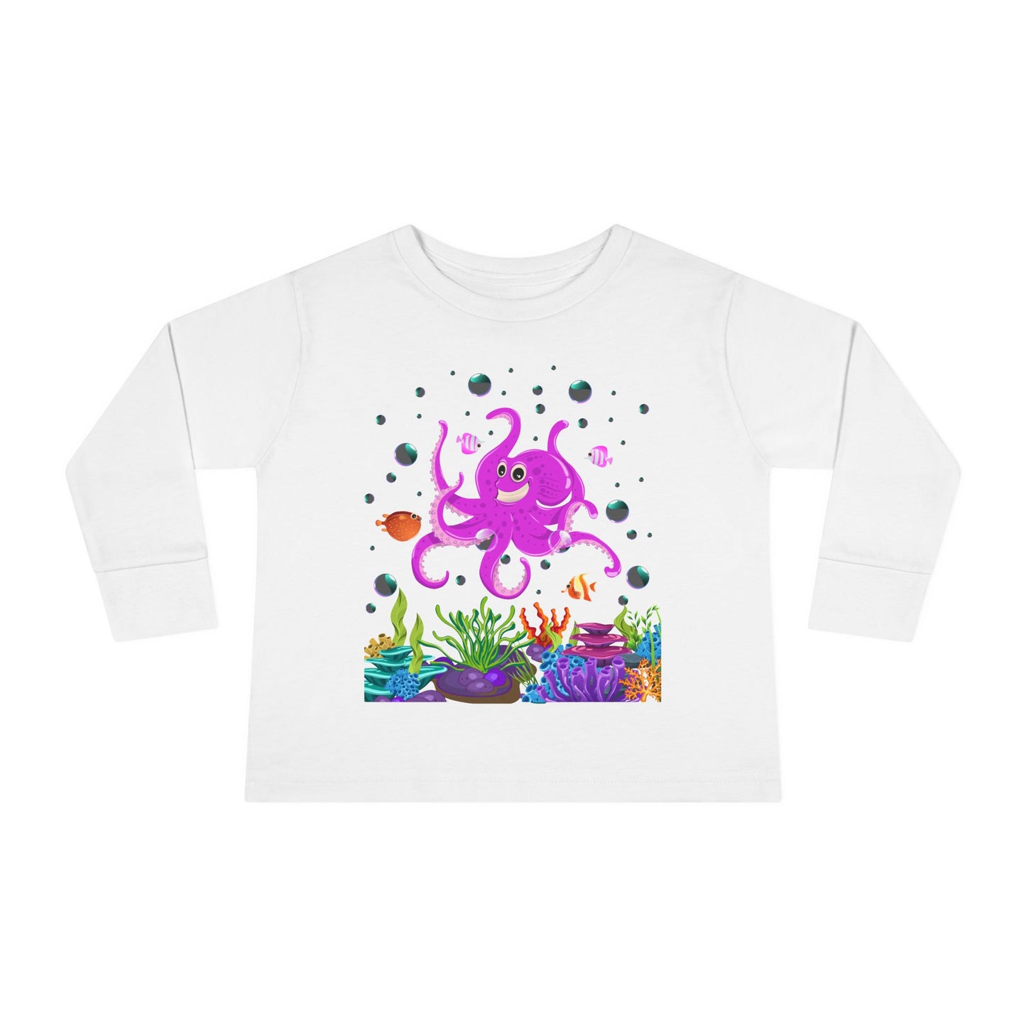 Toddler Long Sleeve Tee Colorful Jellyfish Fun Under the Sea Shirt for Kids
