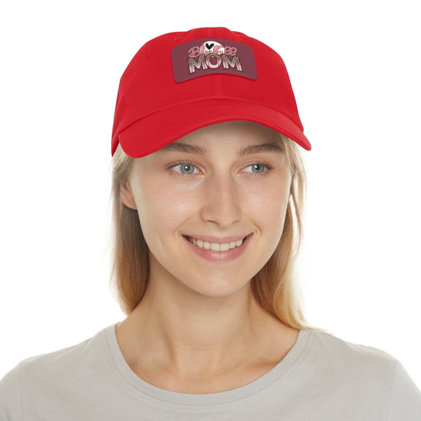 Baseball Mom Hat with Leather Patch