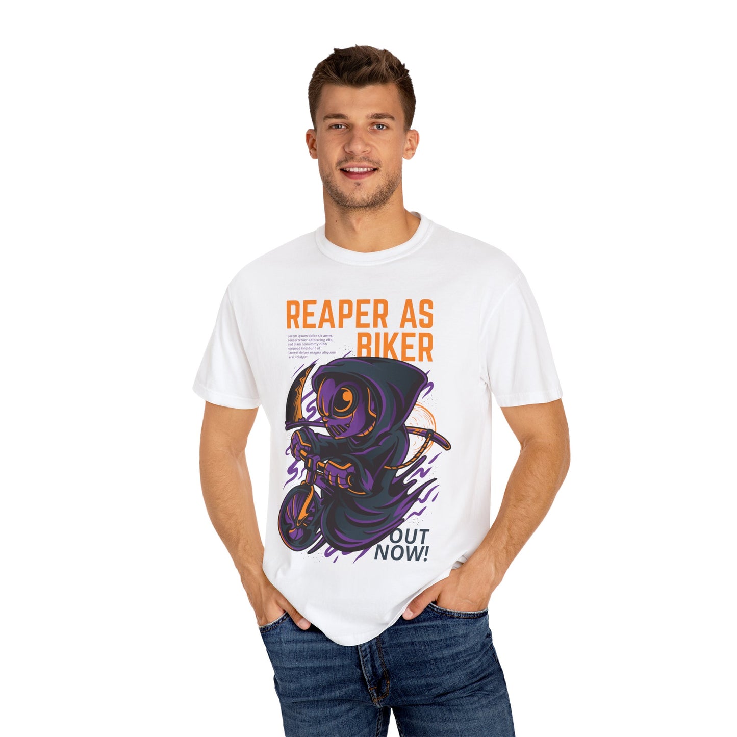 Reaper as Biker Men T-Shirt - Cool Graphic Tee for Bikers and Goth Enthusiasts
