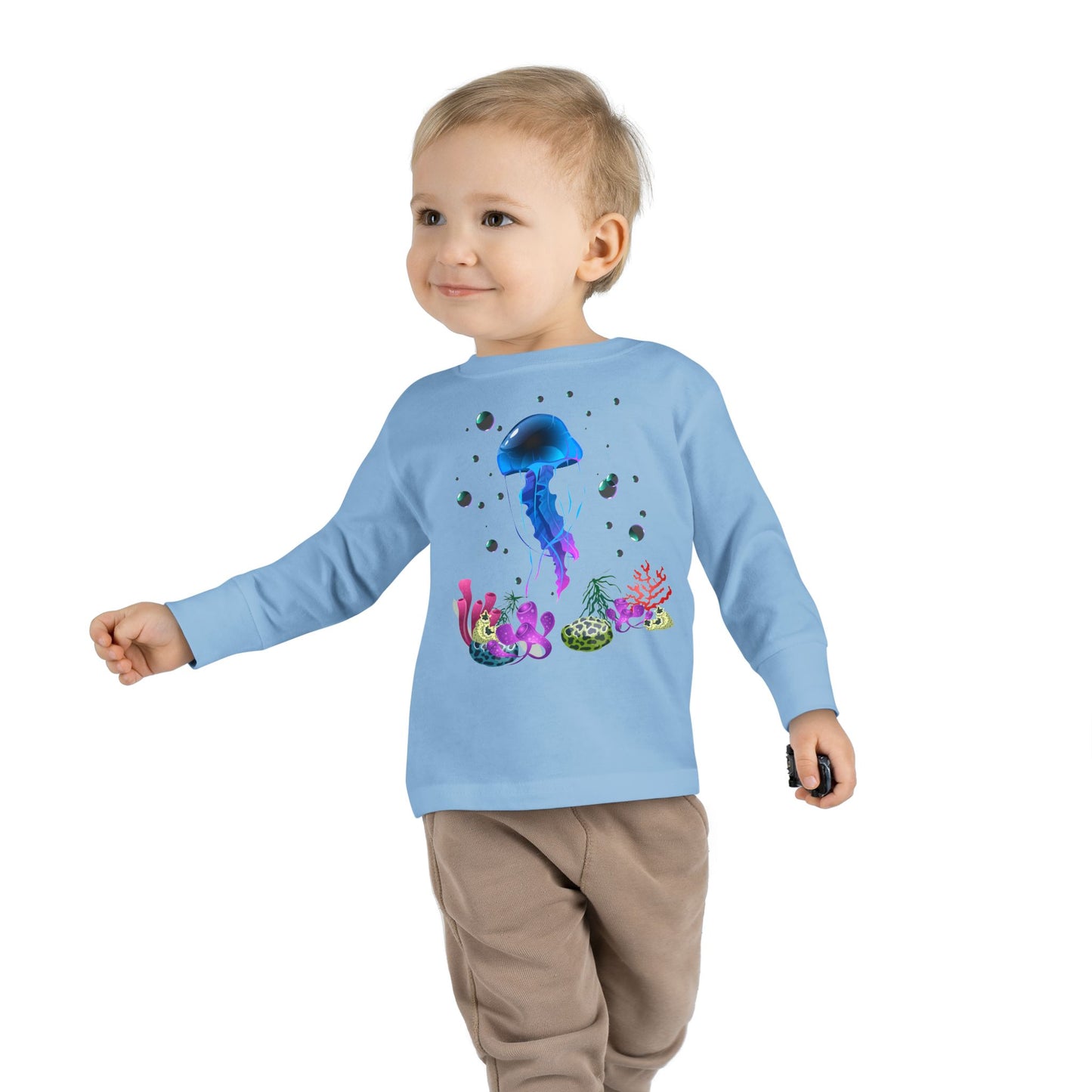 Toddler Long Sleeve Tee Colorful Jellyfish Fun Under the Sea Shirt for Kids