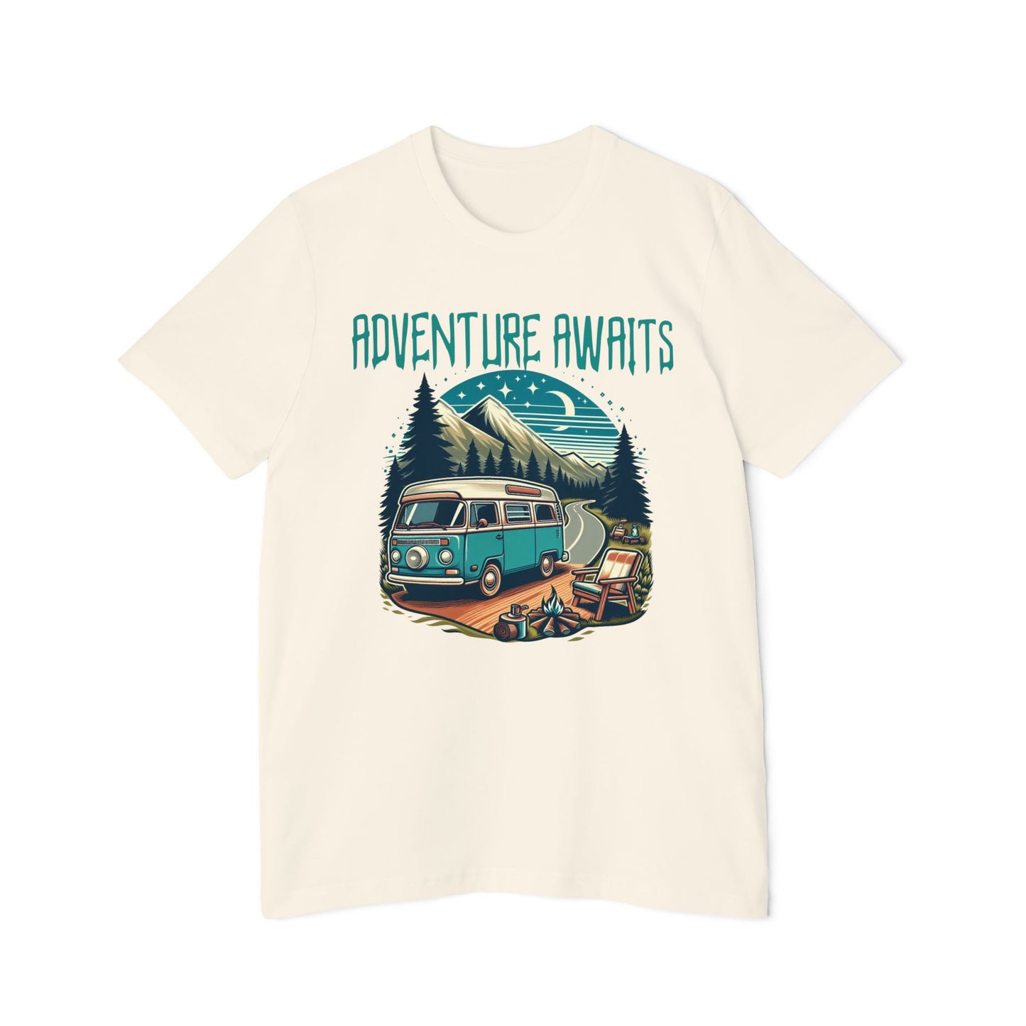 Adventure Awaits Men's Camping T-Shirt – USA-Made for Outdoor Lovers