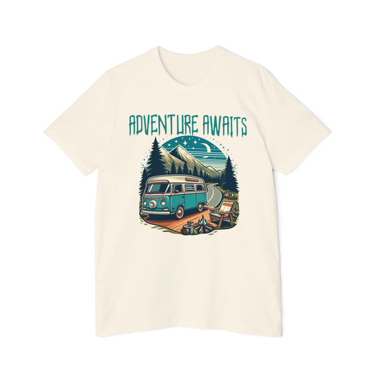 Adventure Awaits Men's Camping T-Shirt – USA-Made for Outdoor Lovers