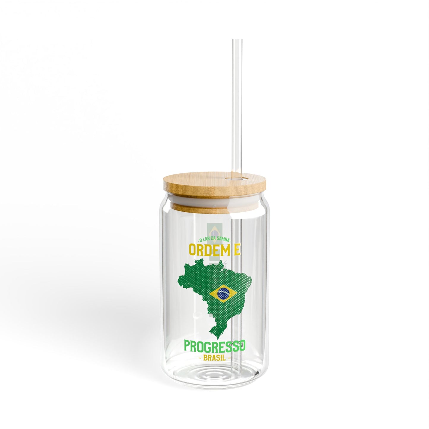 Eco-Friendly 16oz Sipper Glass with Brazil Map Design