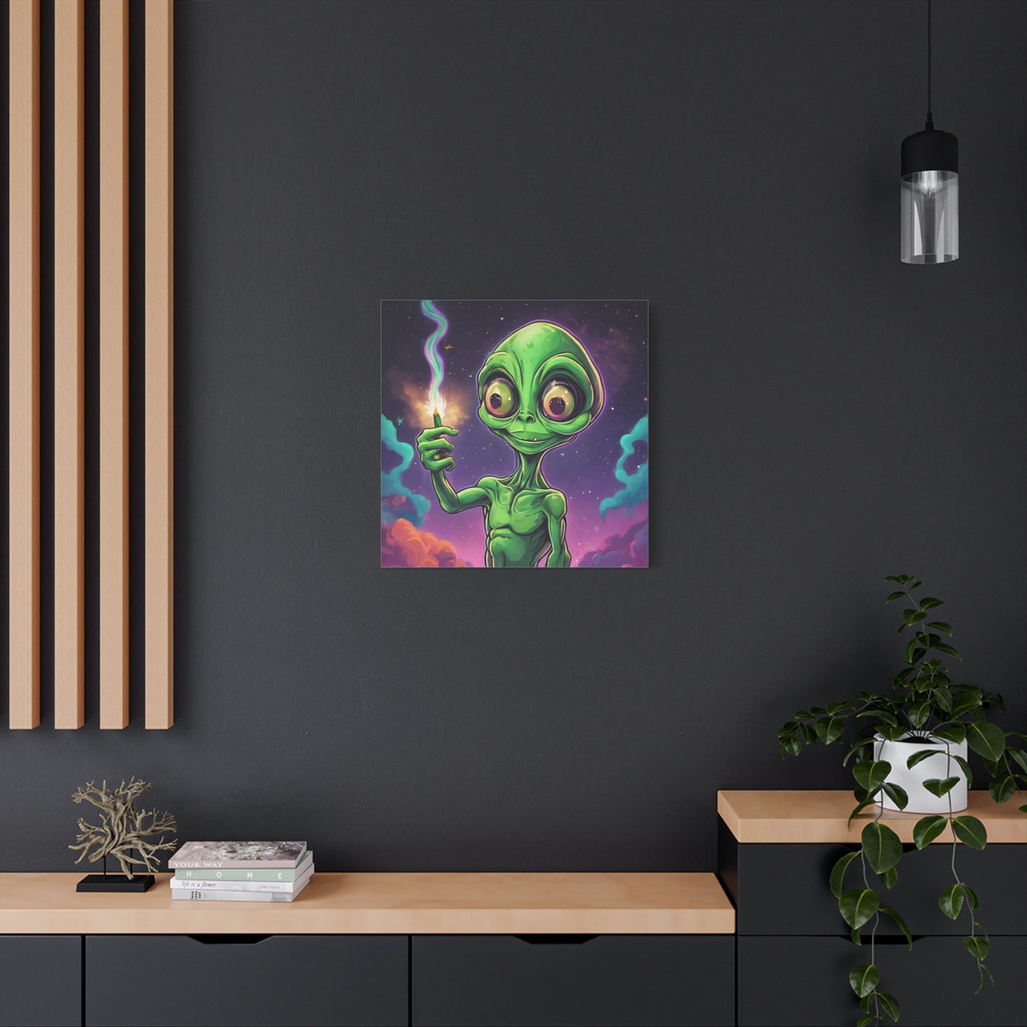 Alien Canvas Wall Art - Stretched Matte Print with Vibrant Galaxy Design