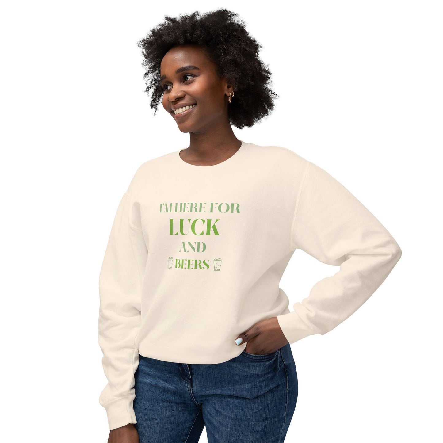 Men's St. Patrick Day Sweatshirt - I'm Here for Luck and Beers