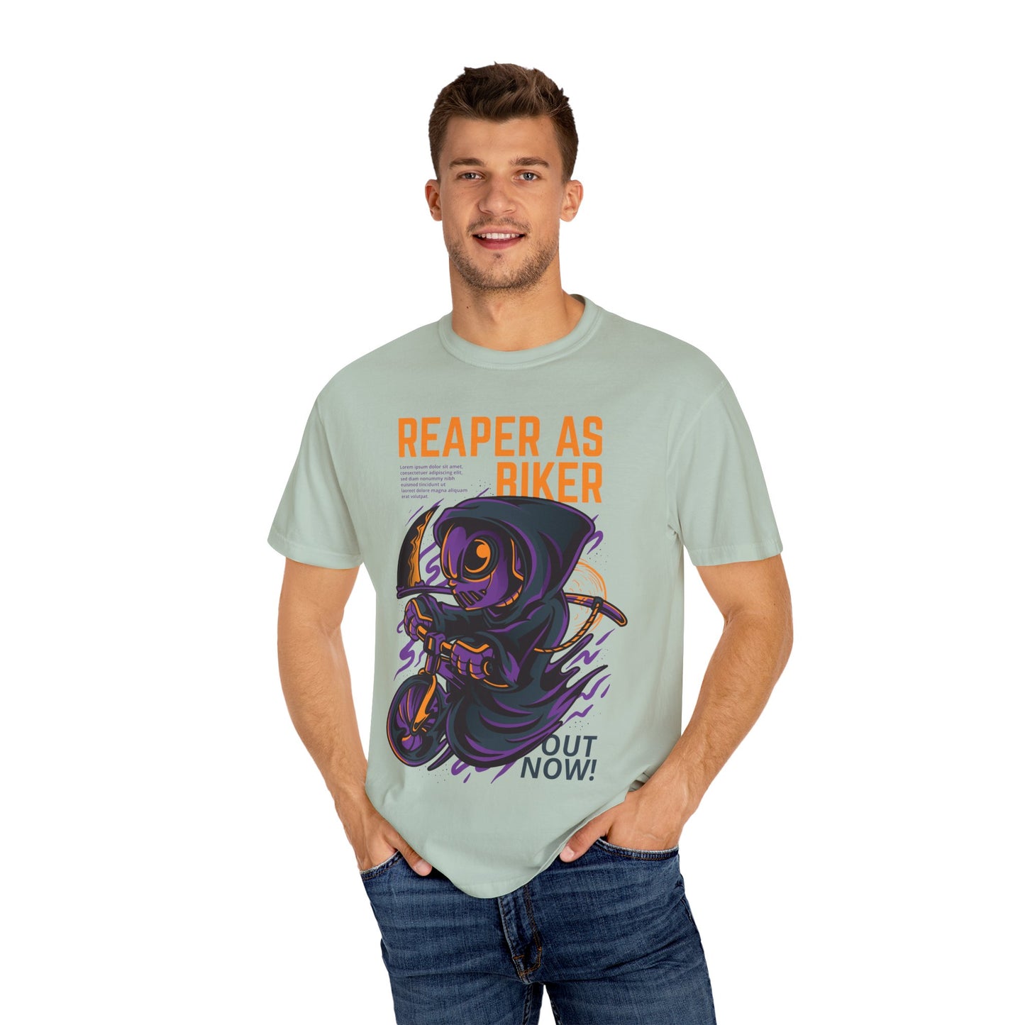 Reaper as Biker Men T-Shirt - Cool Graphic Tee for Bikers and Goth Enthusiasts