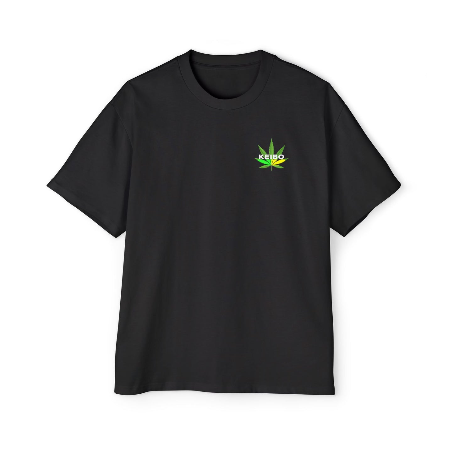 Men's Heavy Oversized Tee - KEIBO Cannabis Leaf Graphic Shirt