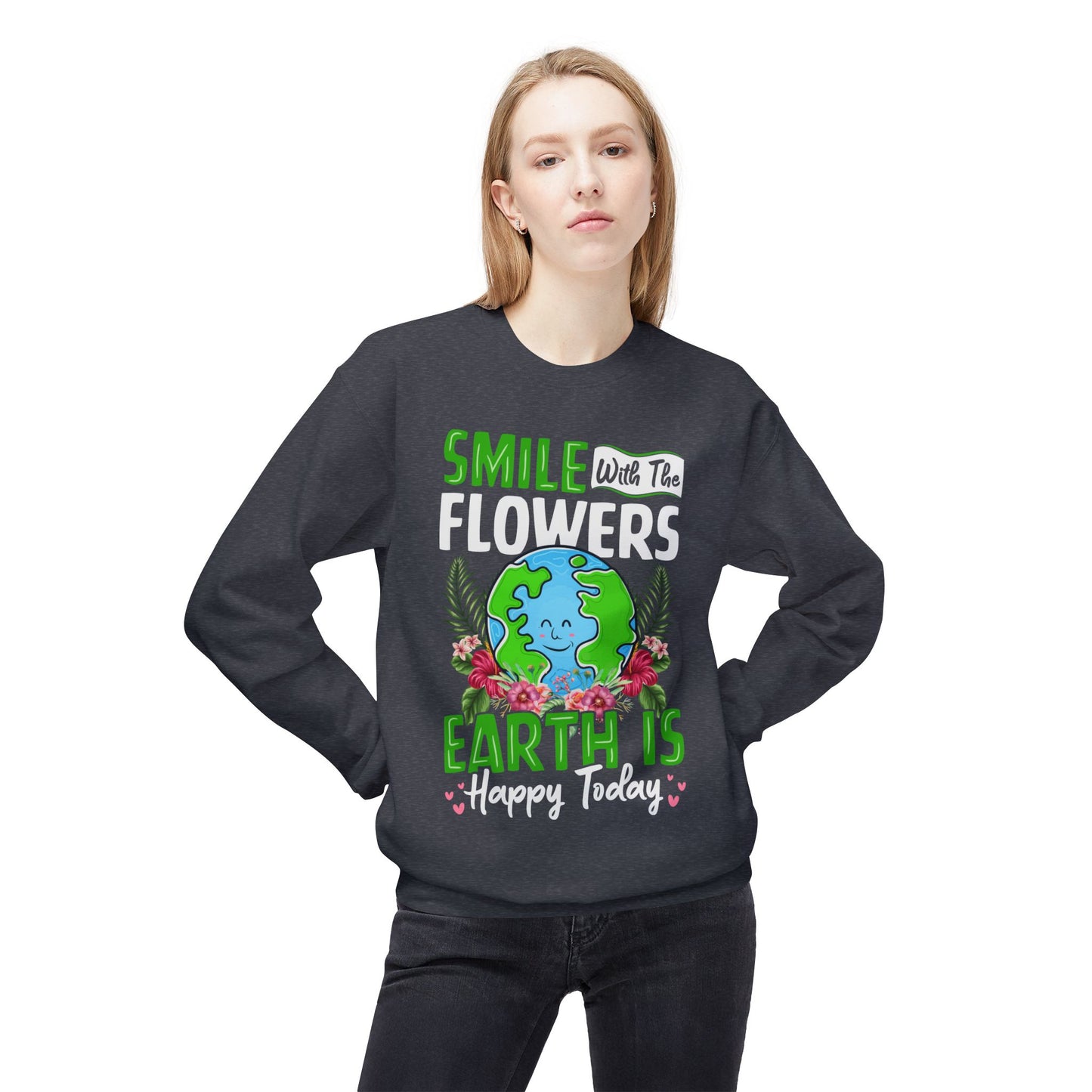 Women's Fleece Sweatshirt Flowers Floral Graphic for Positive Vibes