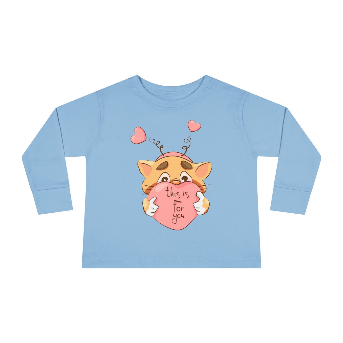 Adorable Toddler Long Sleeve Tee - 'This Is For You' Cute Cat Design
