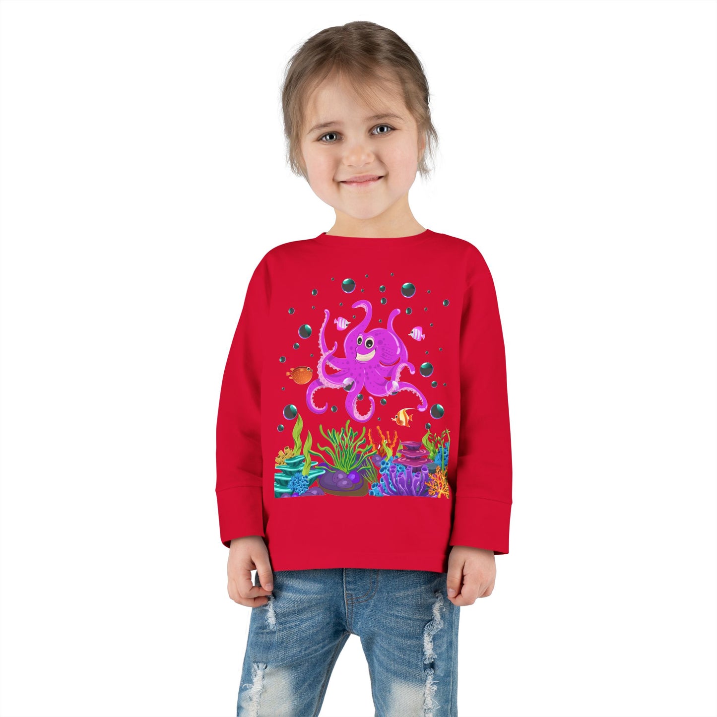 Toddler Long Sleeve Tee Colorful Jellyfish Fun Under the Sea Shirt for Kids