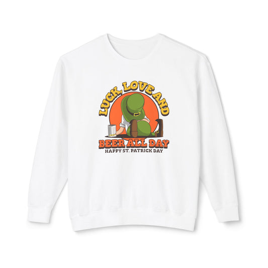 St. Patrick's Day Women's Sweatshirt - 'Luck, Love, and Beer All Day'