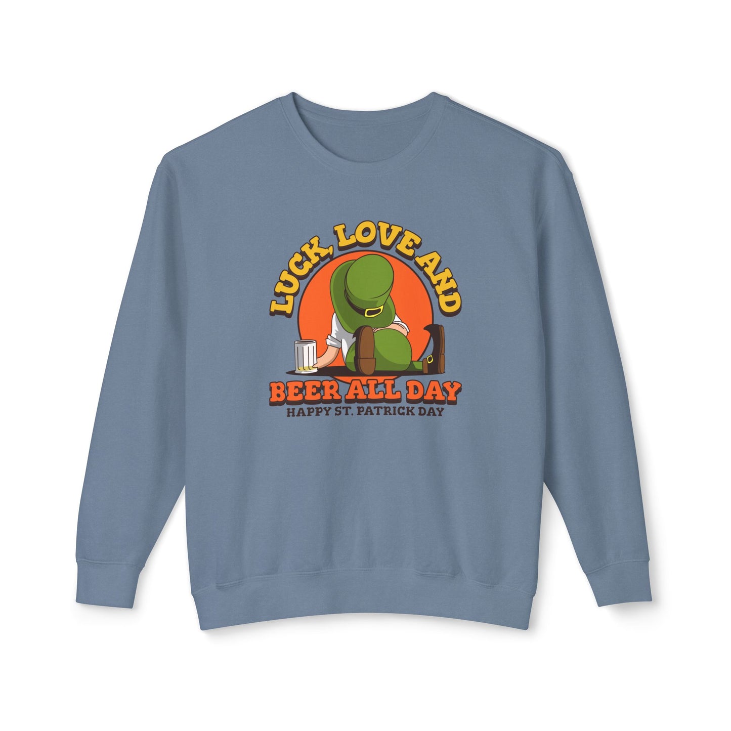 St. Patrick's Day Men's Sweatshirt - 'Luck, Love, and Beer All Day'