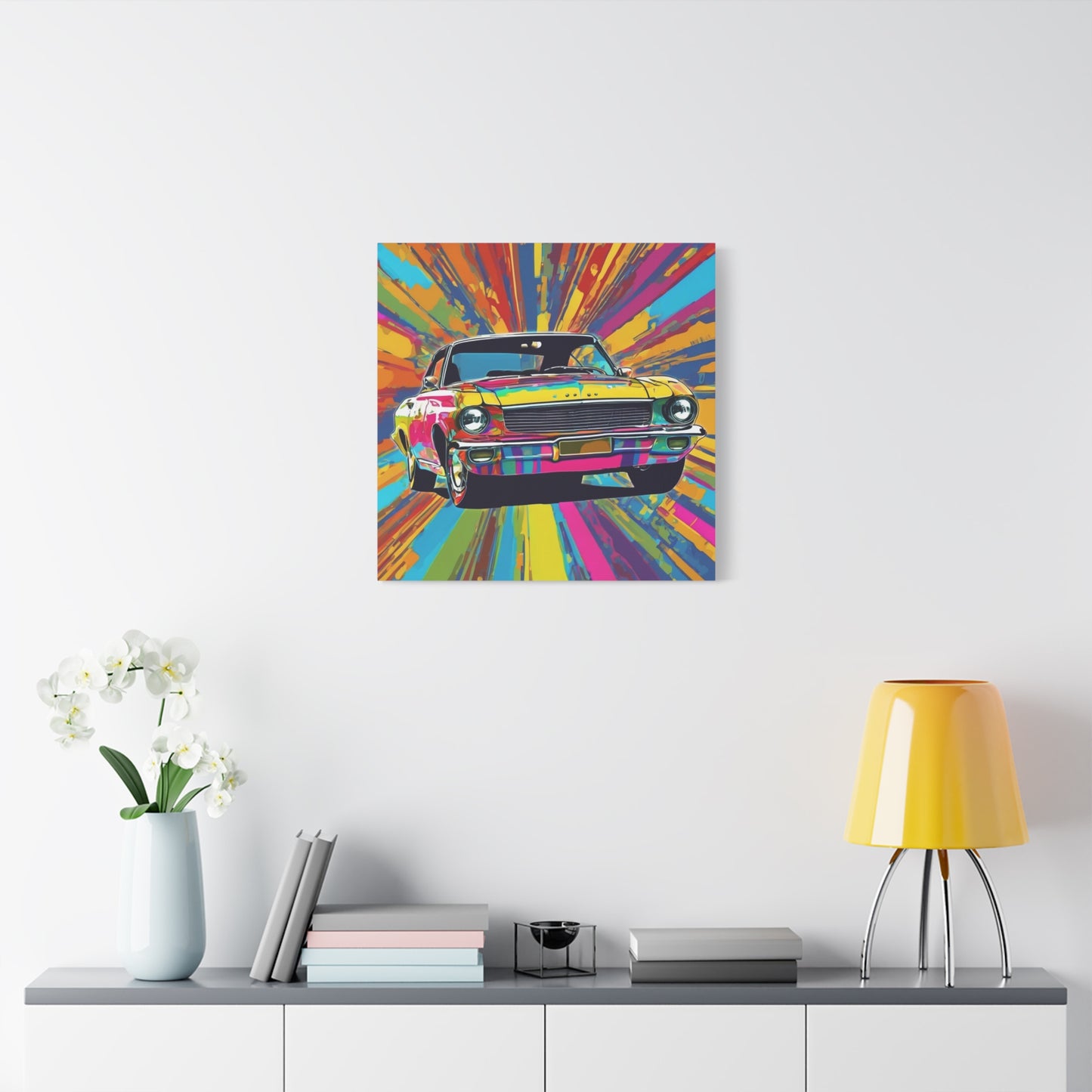 Vibrant Retro Car Canvas Wall Art