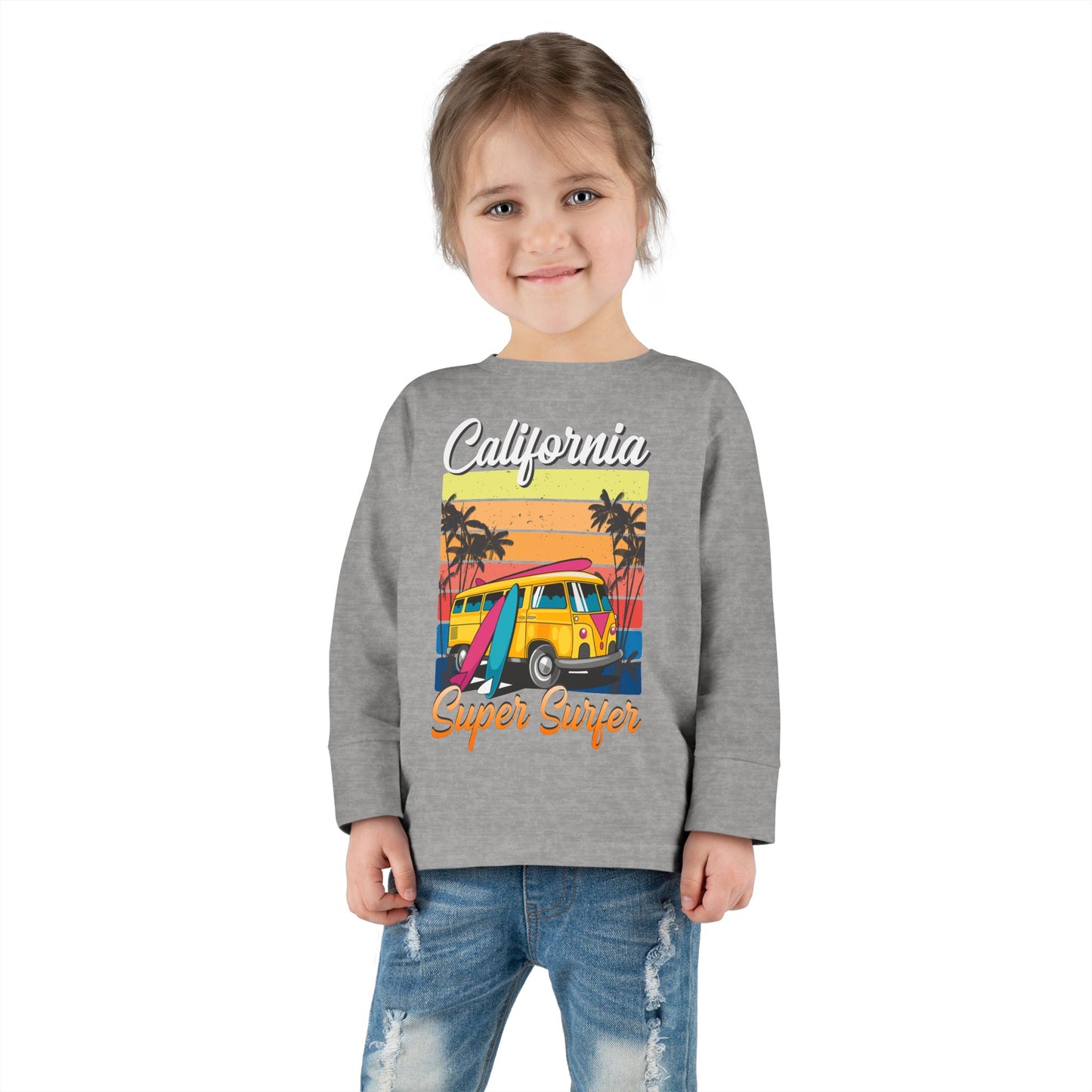 Toddler Long Sleeve Tee California Super Surfer Fun Beach Vibes