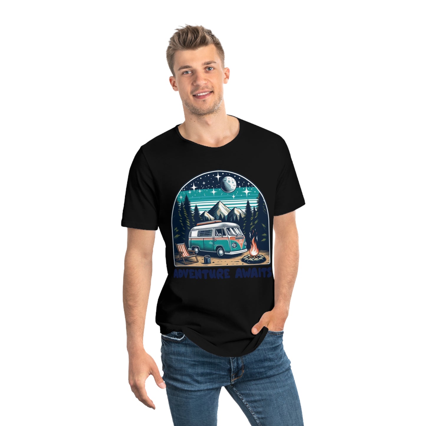 Adventure Awaits Men's Curved Hem Tee – Perfect for Outdoor Enthusiasts