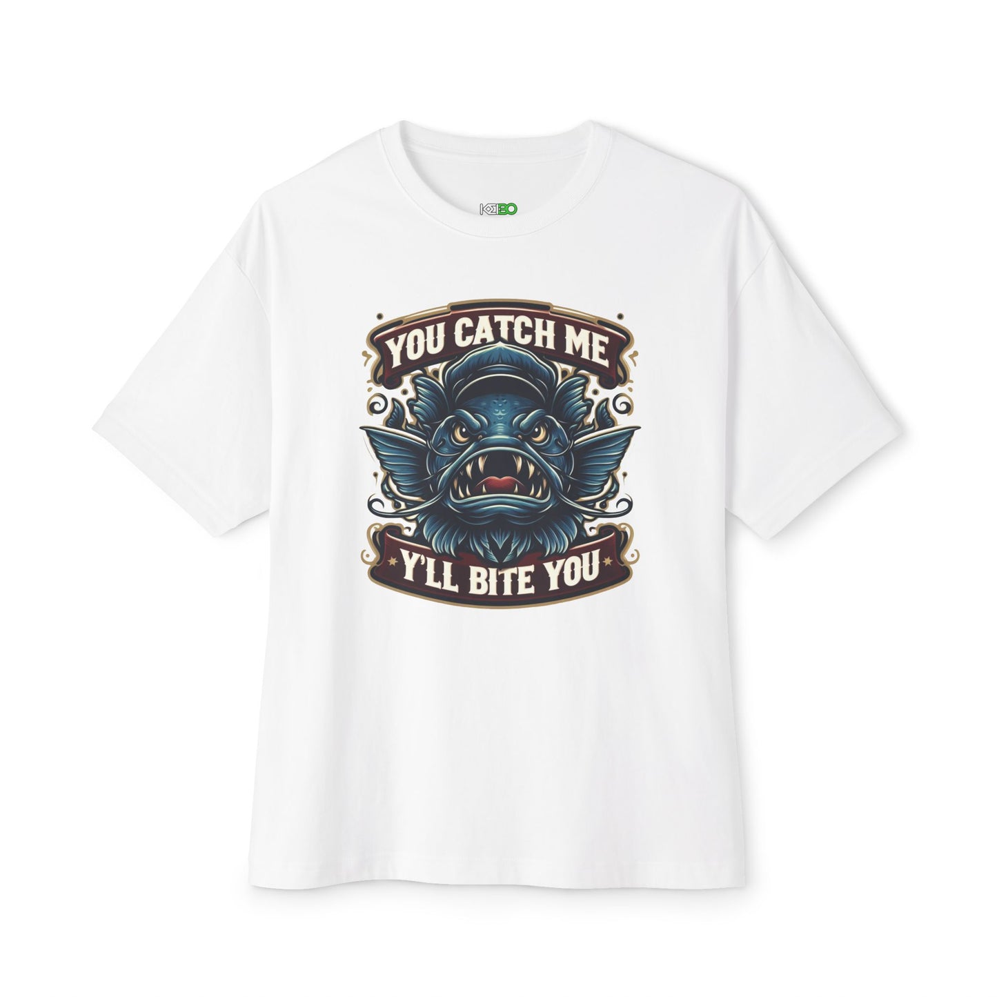 Angry CatFish Oversized Boxy Tee - T-Shirt for Fishing Fans