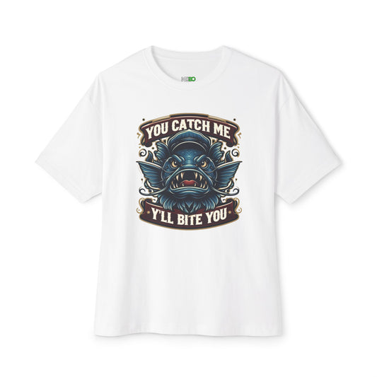 Angry CatFish Oversized Boxy Tee - T-Shirt for Fishing Fans