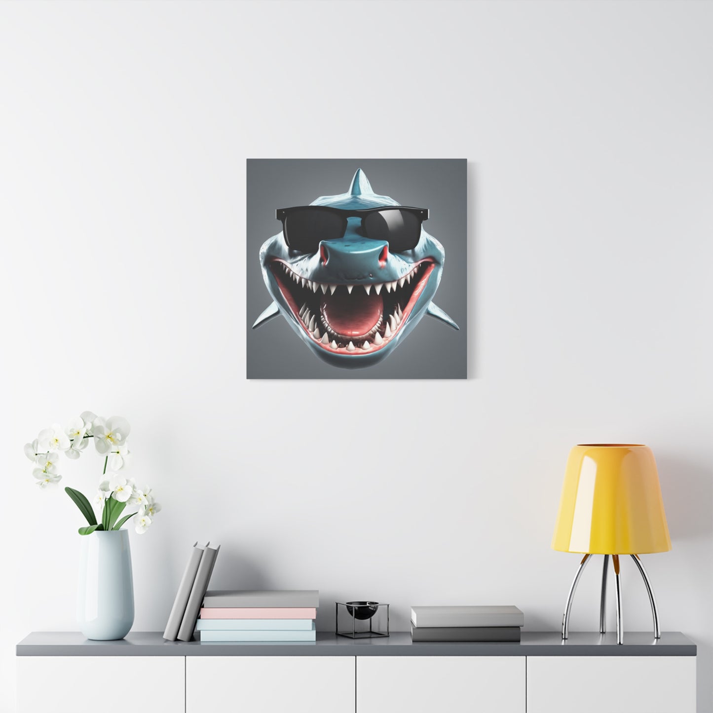 Cool Shark Canvas Art - Stretched Wall Decor for Fun Spaces