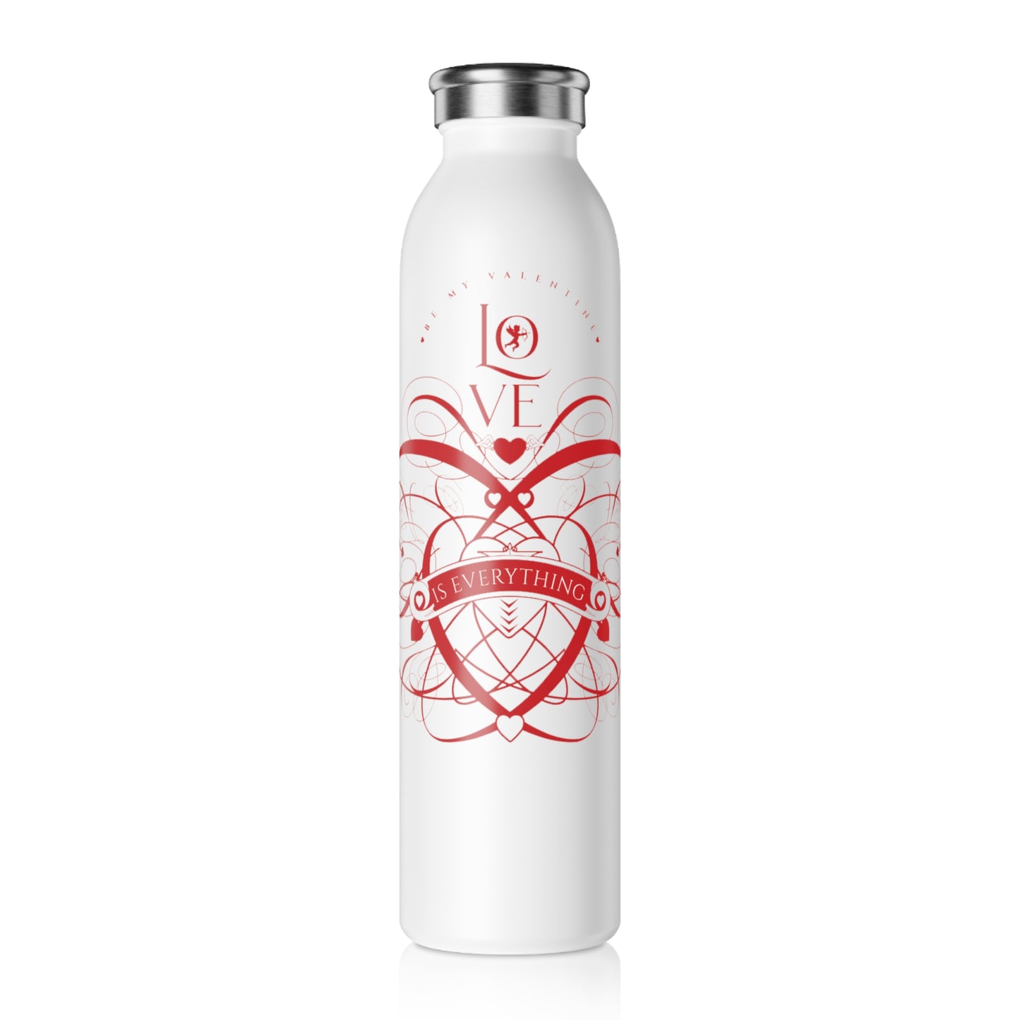 Valentine's Day Slim Water Bottle - Love Is Everything Design