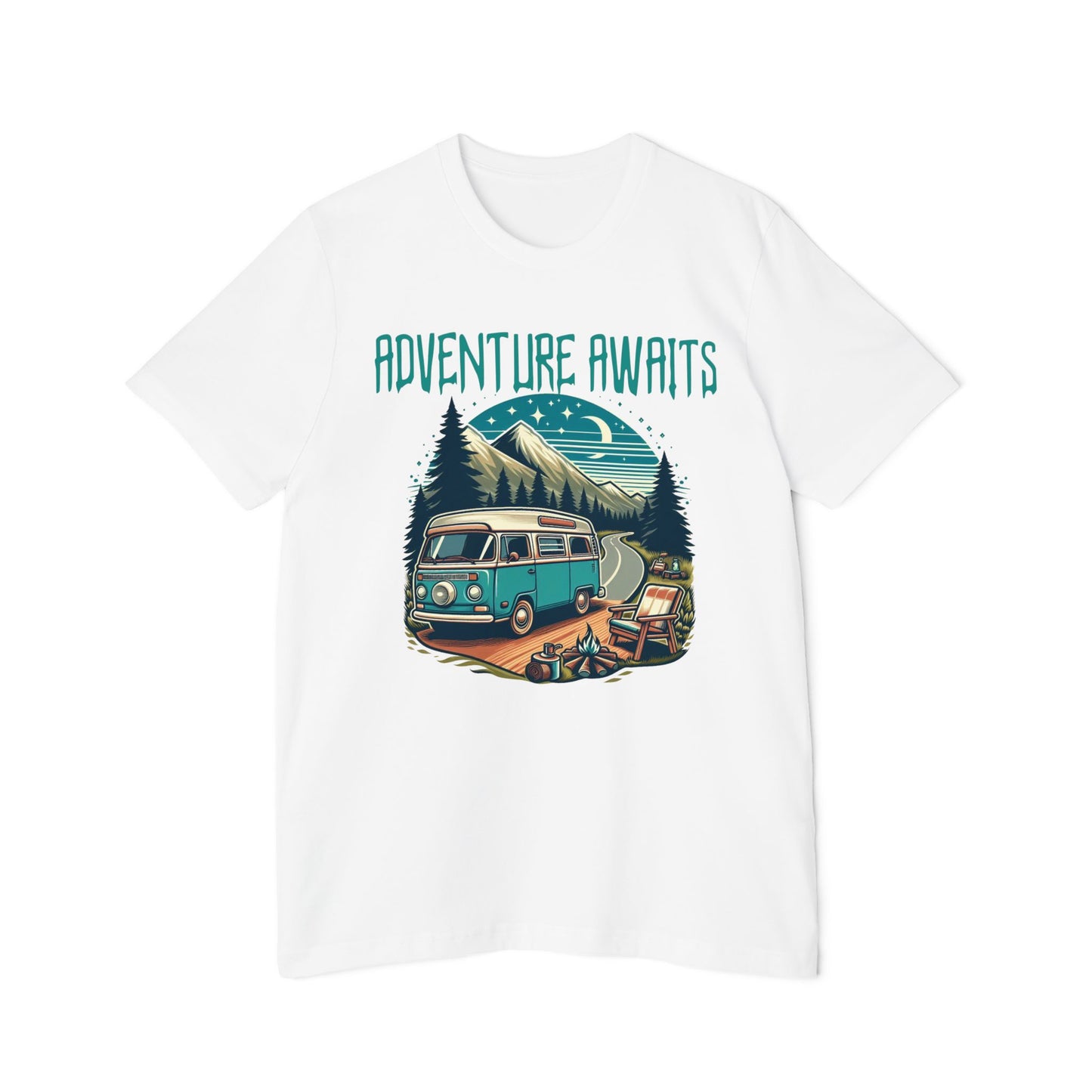 Adventure Awaits Men's Camping T-Shirt – USA-Made for Outdoor Lovers